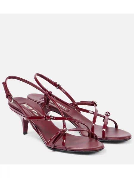 Usnjene lakirane sandali Miu Miu črna