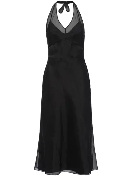 Rochie Prada din organza cu gât halter negru