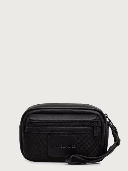 Pungă cosmetică Armani Exchange din piele negru