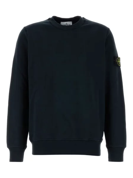 Hanorac crewneck Stone Island cu decolteu rotund cu strasuri albastru