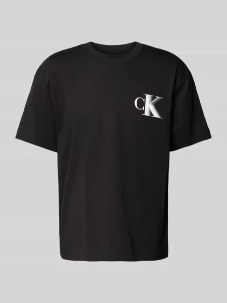T-shirt z nadrukiem z logo i okrągłym dekoltem Calvin Klein Jeans czarna