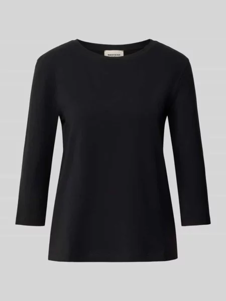 Krój regular fit bluzka z rękawem o dł. z mieszanki bawełny model MULTIA' Weekend Max Mara czarna