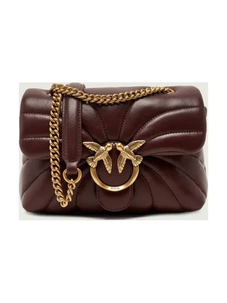 Pinko De piele geantă pe umăr LOVE PUFF MINI bordo