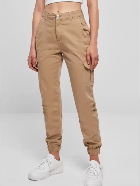 Cargo kalhoty Urban Classics s vysokým pasem hnědé