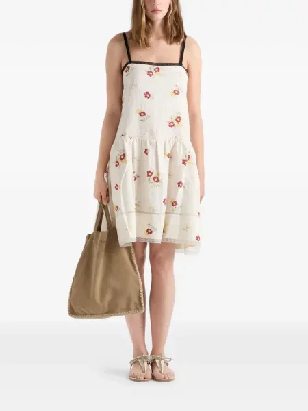 Rochie mini Prada cu broderie de in cu model floral