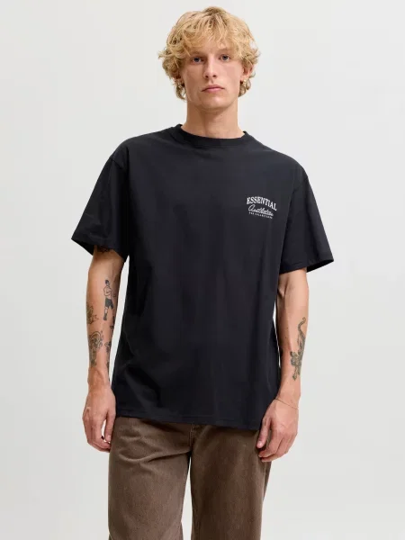 JACK & JONES Tricou JJEORGANIC STUDIO negru alb