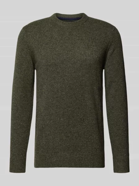 Sweter z mieszanki wełny i jedwabiu z okrągłym dekoltem model TISBURY' Barbour zielony