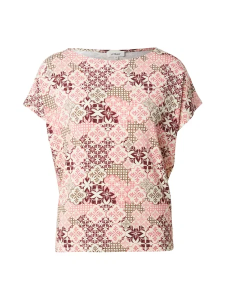S.Oliver Tricou fildeş / oliv / roz pal / bordeaux roșu