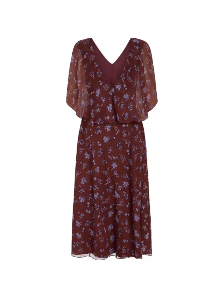 Rochie midi Markarian cu model floral cu imagine roșu