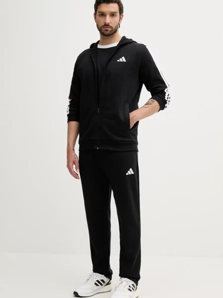 Футболка Adidas в полоску с аппликацией черная