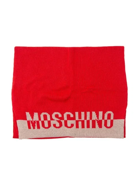 Szal Moschino z kaszmiru z logo czerwona