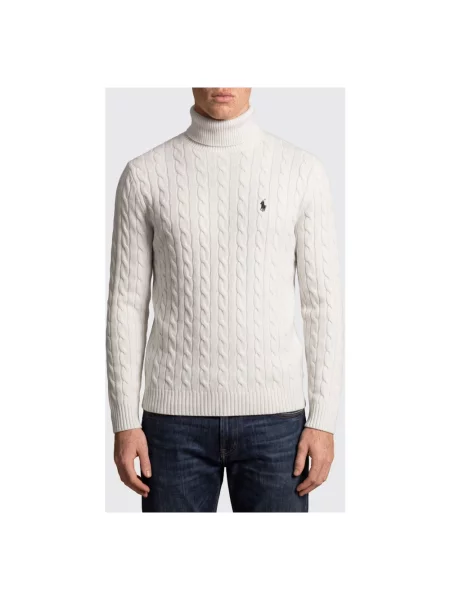 Sweter z golfem Polo Ralph Lauren wełniany beżowy