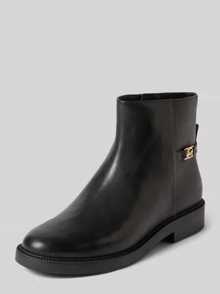 Botki ze skóry z detalem z logo Model MANDY' Michael Michael Kors czarne