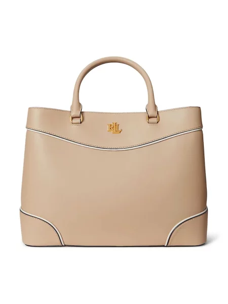 Torebka Lauren Ralph Lauren skórzana beżowa