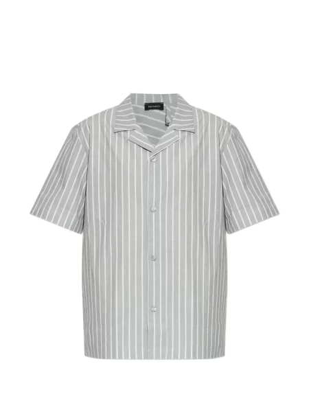Cămașă Hanro cu dungi cu guler henley gri