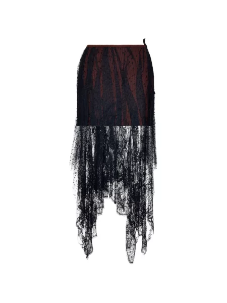 Fustă midi Maison Margiela din dantelă negru