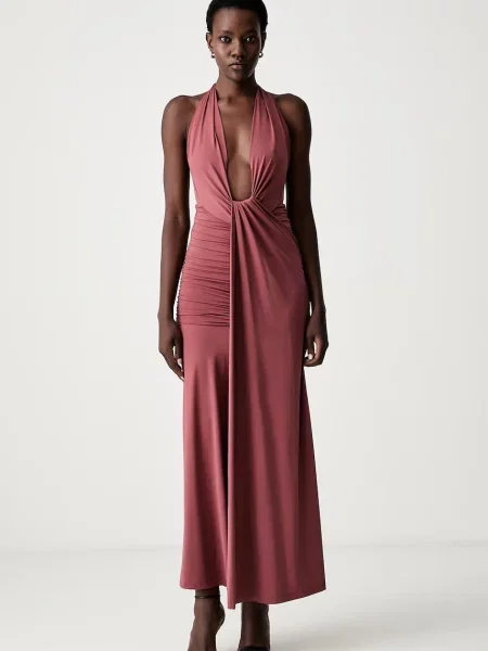 Bardot rochie drapată INES roz