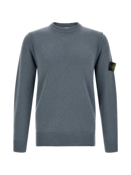 Pulover Stone Island cu decolteu rotund cu strasuri albastru