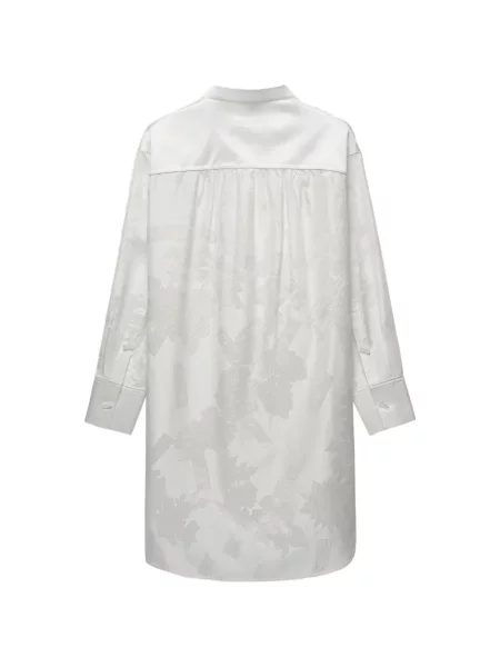 Rochie tip cămașă Shanghai Tang din jacard alb