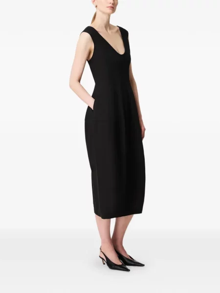 Rochie midi Another Tomorrow fără mâneci negru