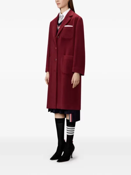 Palton Thom Browne din cașmir roșu