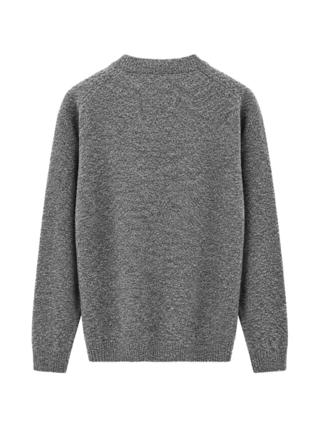 Bouclé pulover The Pull cu decolteu rotund gri