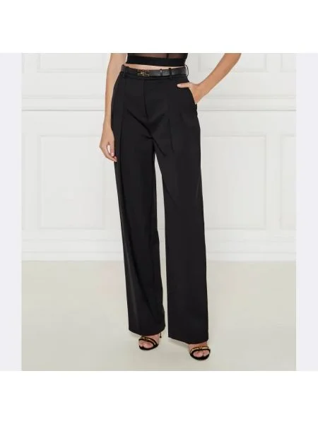 Elisabetta Franchi Pantaloni cu adaos de lână negru