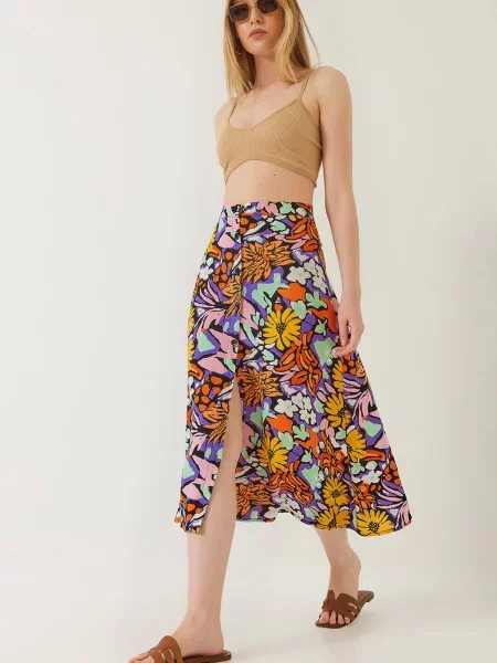 Bianco Lucci Fustă galben / verde mentă / mov închis negru