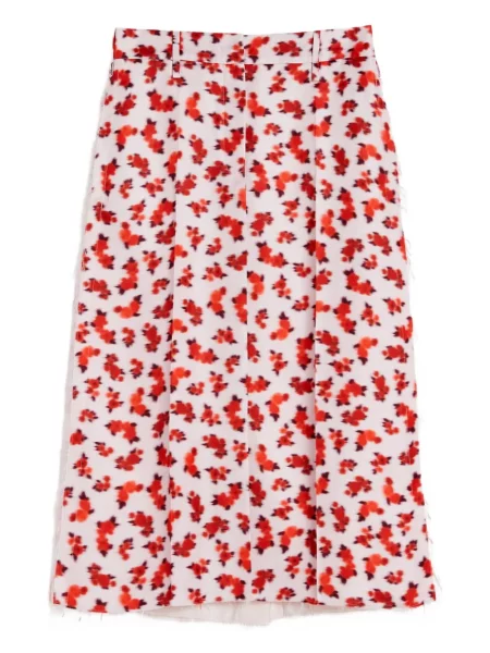 Fustă midi Jil Sander cu model floral cu imagine până la genunchi roz