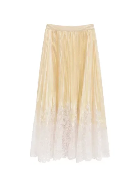 Fusta plisata Self-portrait plisată din dantelă până la genunchi