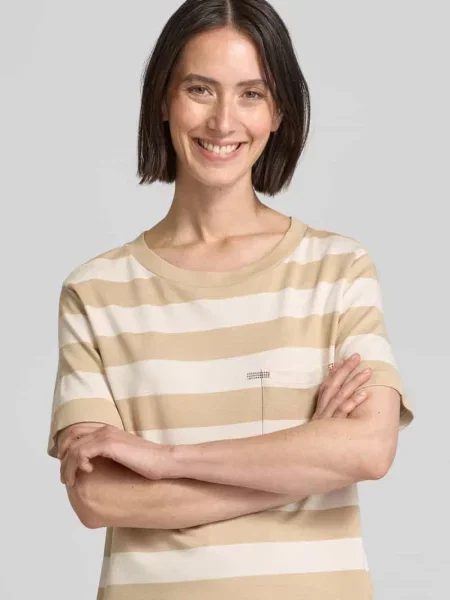 T-shirt z obszyciem ozdobnymi kamieniami Monari beżowa