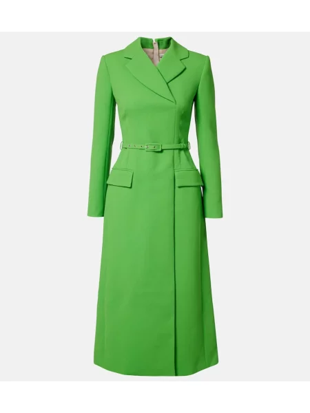 Sukienka midi Emilia Wickstead wełniana do kolan garniturowa zielona