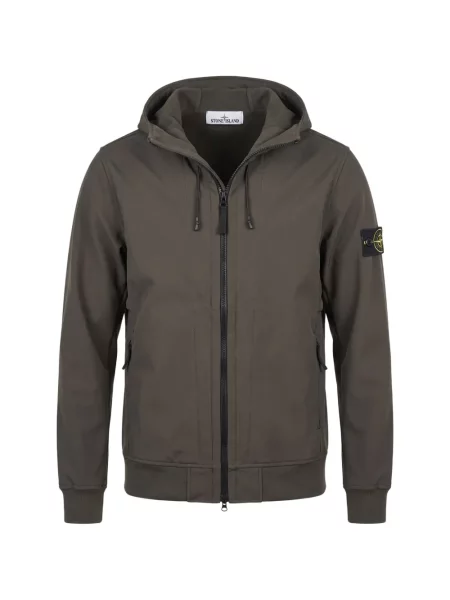 Geacă Stone Island cu glugă cu strasuri gri