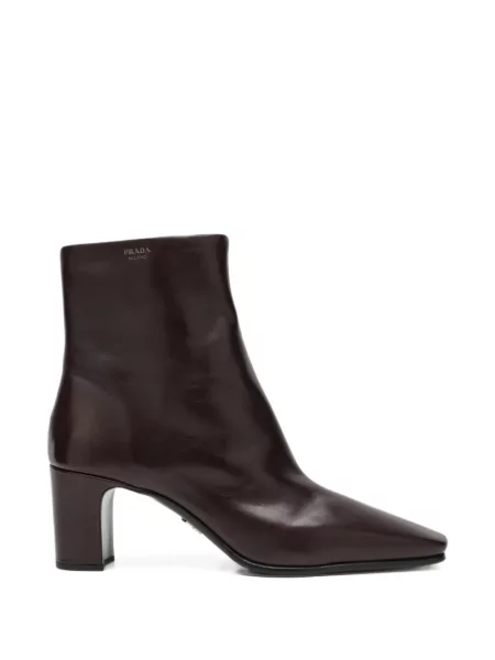 Botine Prada din piele maro