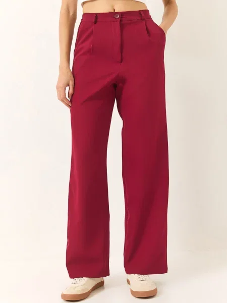 Bianco Lucci Pantaloni cutați burgundy roșu