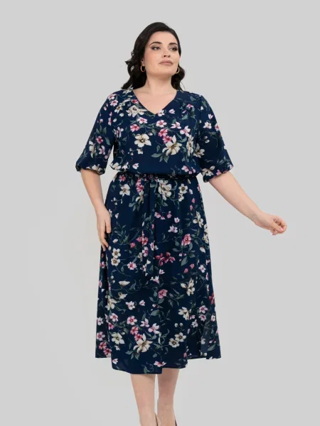 Сукня міді All Posa темно-синій бавовна/поліестер синя