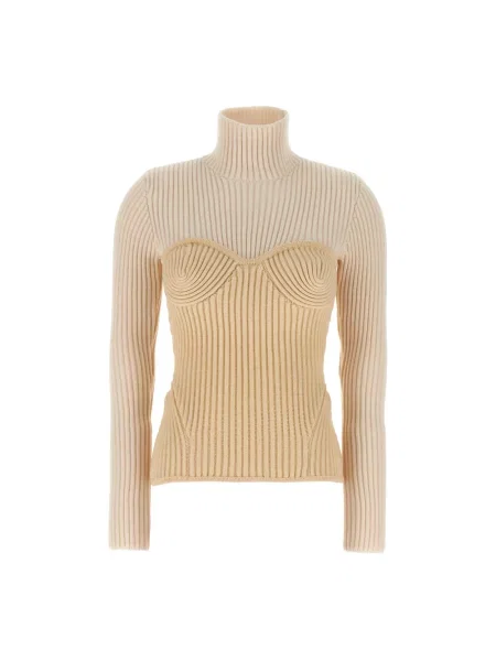 Sweter Jean Paul Gaultier wełniany beżowy