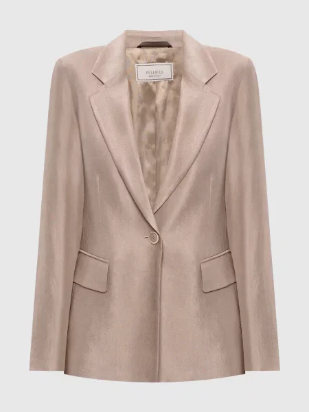Жакет з льоном з брендовим патчем Peserico бежевий