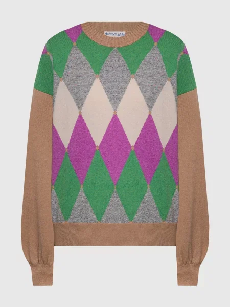 Светр з кашеміру у геометричний візерунок Ballantyne бежевий