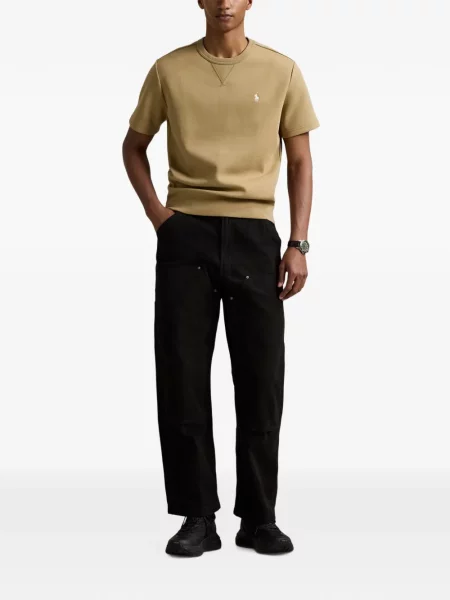 Fleece polo Polo Ralph Lauren με κέντημα με λαιμόκοψη v κόκκινο