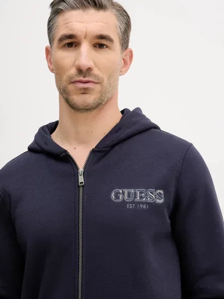 Кофта Guess з капюшоном з аплікацією синій