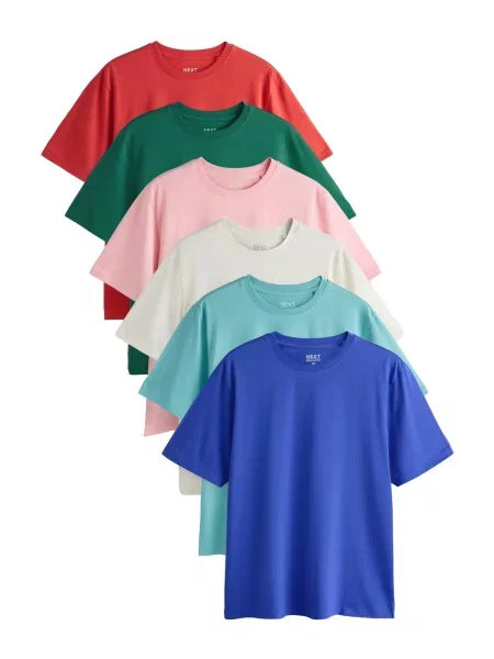 Next Tricou Essential ecru / verde închis / roz roșu