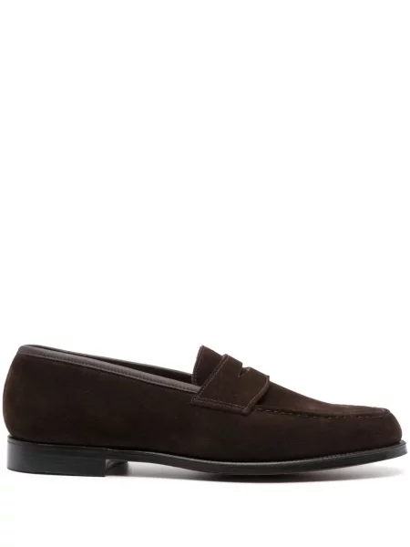 Pantofi loafer Crockett & Jones din piele de căprioară maro