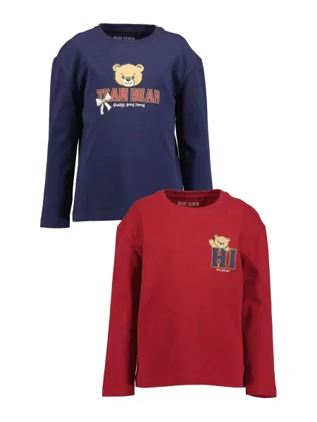 BLUE SEVEN Tricou bleumarin / maro deschis / sângeriu / deschis roșu