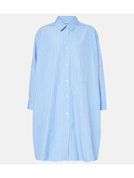Cămașă Jil Sander cu dungi din poplin albastru