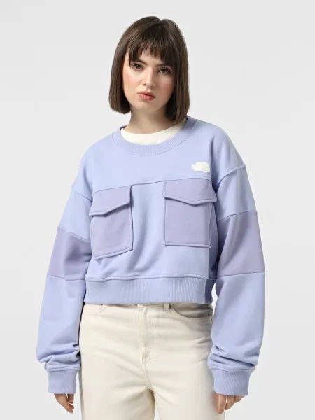 Світшот The North Face Terry Oversized Cropped бавовна/поліестер блакитний