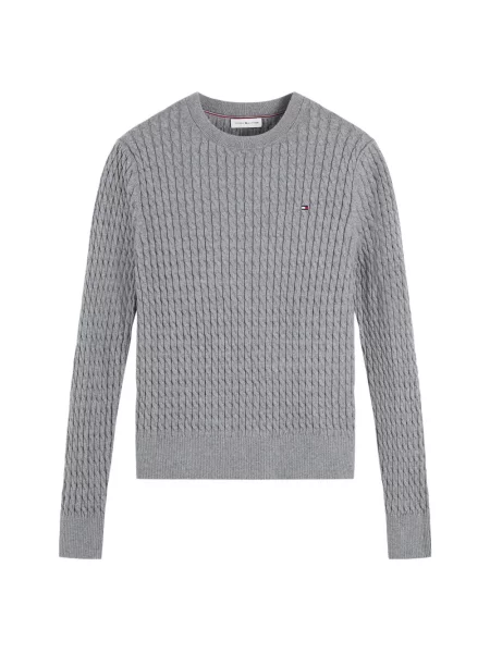 Pulover Tommy Hilfiger cu autograf gri
