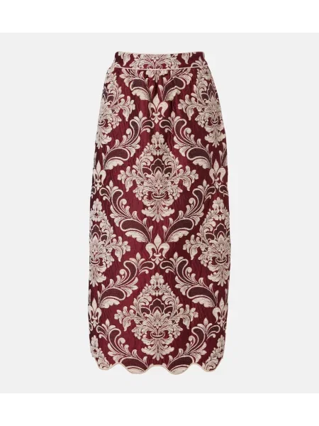 Fustă midi Farm Rio cu model floral din jacard până la genunchi roșu
