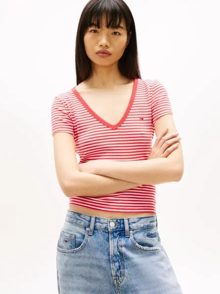 Tommy Jeans Koszulka Kobiety czerwony|biały w S biała