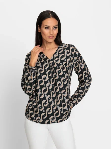 Heine Bluză bej / șamoa negru